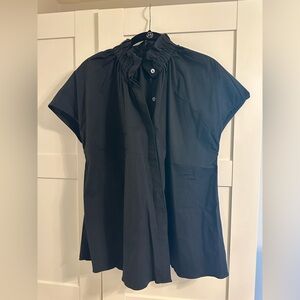 NWT Pomander Palace (Tuckernuck) black button down with cap sleeves.